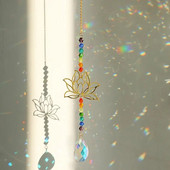 1 τεμ. Lotus Crystal Wind Chime Charms από μέταλλο και γυαλίΓια διακόσμηση σπιτιού φωτός Εξωτερικός κήπος Sun Catchers Crafts