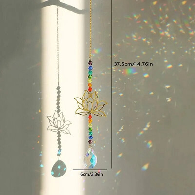 1 τεμ. Lotus Crystal Wind Chime Charms από μέταλλο και γυαλίΓια διακόσμηση σπιτιού φωτός Εξωτερικός κήπος Sun Catchers Crafts