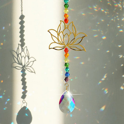 Crystal Prism Suncatcher Dreamcatcher Висяща луна Sun Catcher за прозорец Rainbow Maker Home Garden Decor Сватба Коледен подарък
