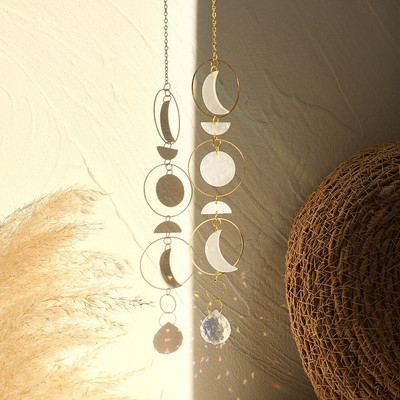 Krištolinė prizmė saulės gaudyklė Sapnų gaudyklė Kabantis mėnulio saulės gaudyklė, skirta vaivorykštės gamintojui namų sodo dekoravimui Vestuvių Kalėdų dovana