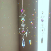 Crystal Wind Chime Moon Sun Catcher Diamond Prisms Κρεμαστό Dream Catcher Rainbow Chaser Κρεμαστό Drop Διακόσμηση κήπου σπιτιού Windchime