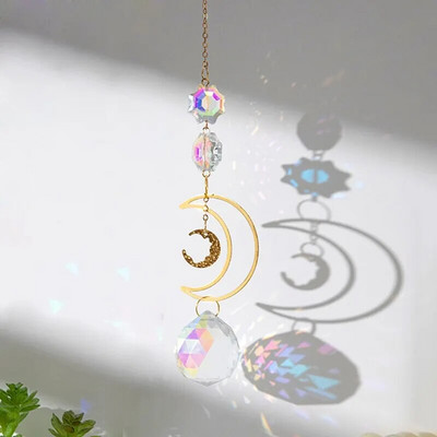 1 vnt. šviesių šešėlių krištolo pakabukas mėnulio ir saulės ornamentas gali būti naudojamas vidaus lauko dekoratyviniams sodo kabančių amatų darbams