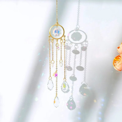 1 vnt. šviesių šešėlių krištolo pakabukas mėnulio ir saulės ornamentas gali būti naudojamas vidaus lauko dekoratyviniams sodo kabančių amatų darbams