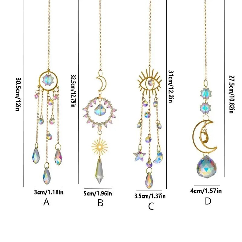 1 vnt. šviesių šešėlių krištolo pakabukas mėnulio ir saulės ornamentas gali būti naudojamas vidaus lauko dekoratyviniams sodo kabančių amatų darbams