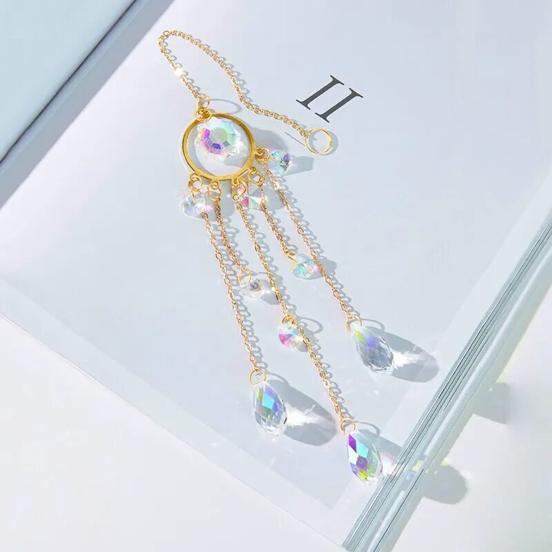 1 vnt. šviesių šešėlių krištolo pakabukas mėnulio ir saulės ornamentas gali būti naudojamas vidaus lauko dekoratyviniams sodo kabančių amatų darbams