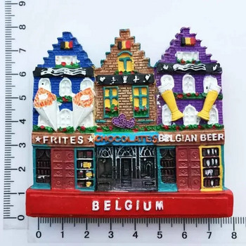Βέλγιο Γάνδη ορόσημο Κτίριο μαγνήτες ψυγείου Αναμνηστικό τουρισμού Ζωγραφισμένο Magnetic Refrigerator Stickers Collection Διακόσμηση