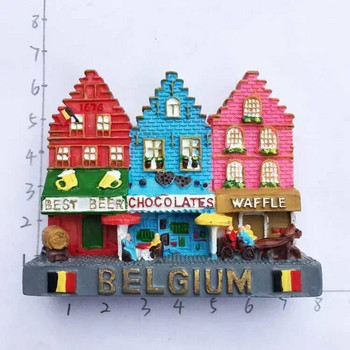 Βέλγιο Γάνδη ορόσημο Κτίριο μαγνήτες ψυγείου Αναμνηστικό τουρισμού Ζωγραφισμένο Magnetic Refrigerator Stickers Collection Διακόσμηση