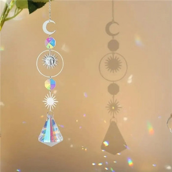 1 бр., кристални вятърни камбанки Луна Ловец на слънце Rainbow Prism Window Висулка Декорация за домашна градина