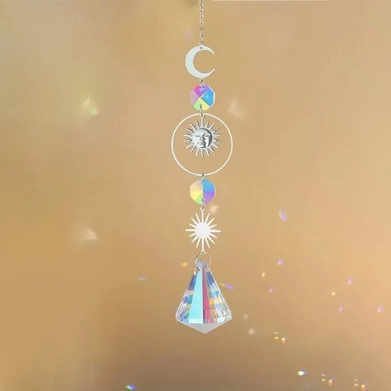 1 kom, kristalno zvonce vjetra, mjesec, hvatač sunca, privjesak za prozor s duginom prizmom, ukras za kućni vrt