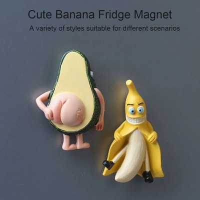 Χαριτωμένοι μαγνήτες ψυγείου Φρούτα μπανάνα και αβοκάντο αστείοι μαγνήτες για ψυγείο Λευκοί πίνακες Διακόσμηση σπιτιού Dropshipping