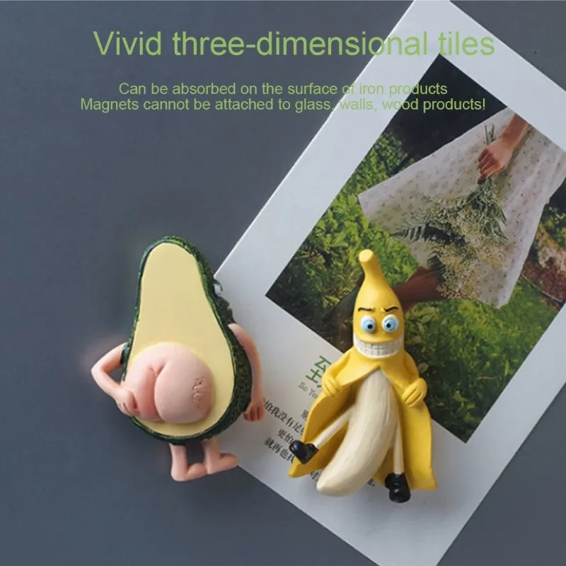 Slatki magneti za hladnjak Voće Banana i avokado Smiješni magneti za hladnjak Bijele ploče Uređenje doma Dropshipping