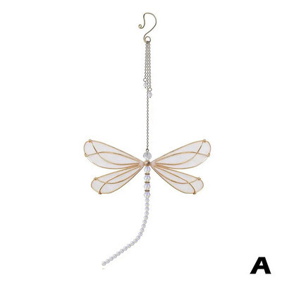 Aripă metalică creativă Libelula Cristal Suncatcher Grădină Clopote eoliene Fluture Decor pentru fereastră Ornamente pentru mașină