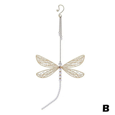 Aripă metalică creativă Libelula Cristal Suncatcher Grădină Clopote eoliene Fluture Decor pentru fereastră Ornamente pentru mașină