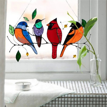 Цветен прозорец Птица Висулка Вятърни звънчета Метални тропически птици Висящи декорации Семейни врати Занаяти Аксесоари за дома