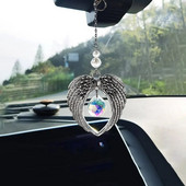 1 τεμ. Ασημένιο μεταλλικό μεγάλο μενταγιόν και τεχνητό κρυστάλλινο μενταγιόν Χειροποίητο Γούρια αυτοκινήτου Διακόσμηση Wind Chime σπιτιού Προμήθειες γιορτινής γιορτής