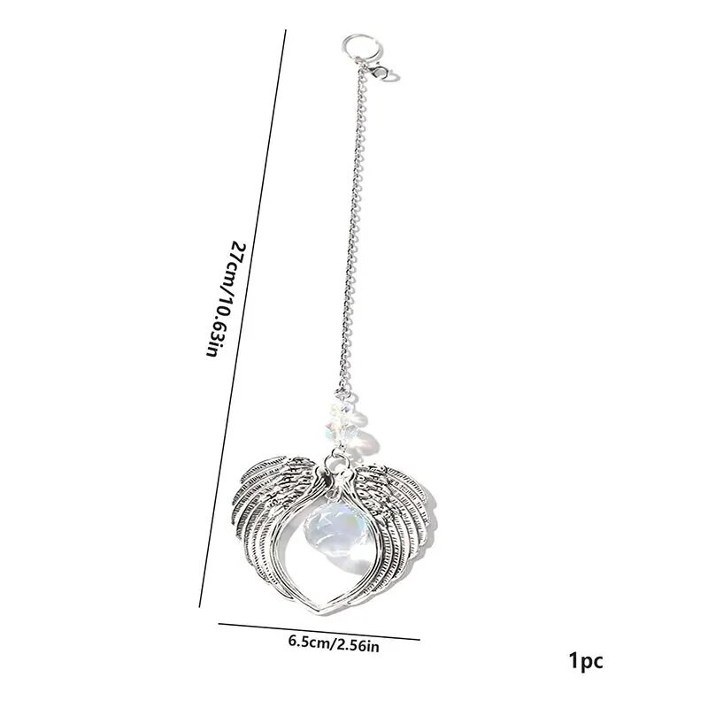 1 τεμ. Ασημένιο μεταλλικό μεγάλο μενταγιόν και τεχνητό κρυστάλλινο μενταγιόν Χειροποίητο Γούρια αυτοκινήτου Διακόσμηση Wind Chime σπιτιού Προμήθειες γιορτινής γιορτής