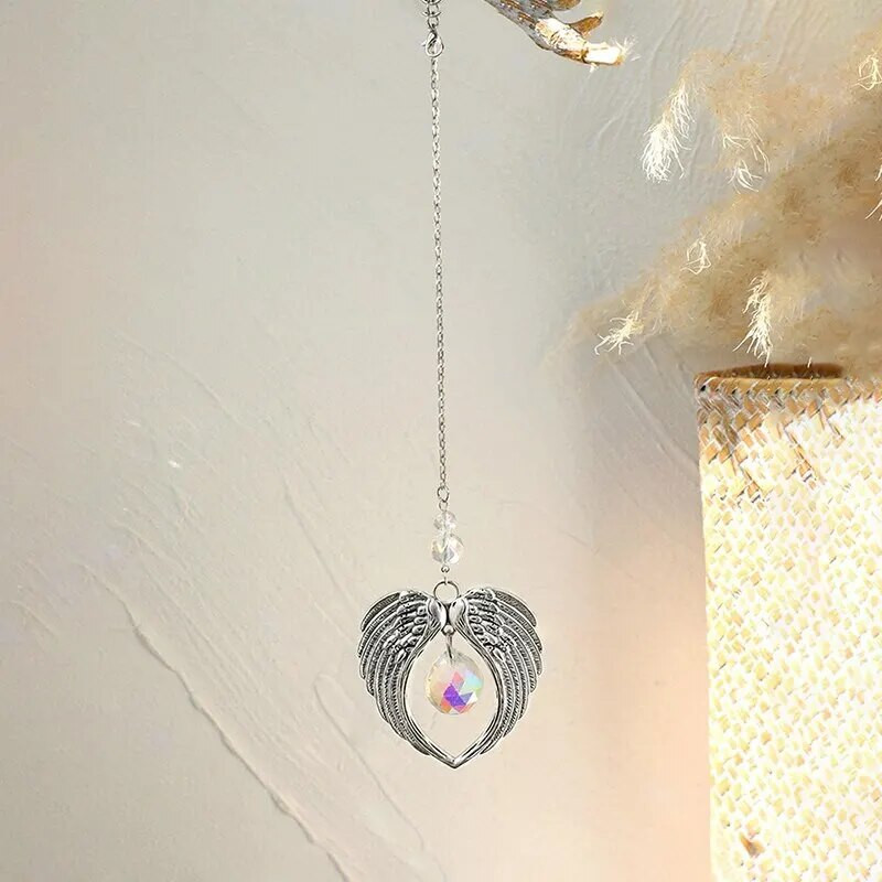 1 τεμ. Ασημένιο μεταλλικό μεγάλο μενταγιόν και τεχνητό κρυστάλλινο μενταγιόν Χειροποίητο Γούρια αυτοκινήτου Διακόσμηση Wind Chime σπιτιού Προμήθειες γιορτινής γιορτής