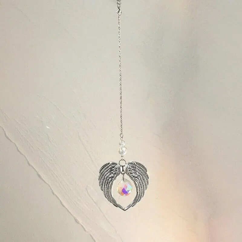 1 τεμ. Ασημένιο μεταλλικό μεγάλο μενταγιόν και τεχνητό κρυστάλλινο μενταγιόν Χειροποίητο Γούρια αυτοκινήτου Διακόσμηση Wind Chime σπιτιού Προμήθειες γιορτινής γιορτής