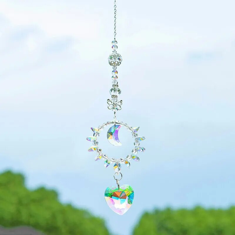 1 tk, tehiskristallsein, liblikate ja värviliste kellade prismaatiline pallivõlu koju, elutuppa, rõdu dekoratiivrippu
