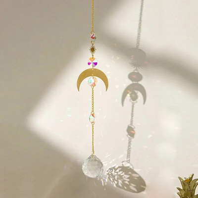 1 tk Metal Star Moon Ehted AksessuaaridJa Kunstkristallripats Kodu Tuulekella kaunistamiseks Välisaia Rippesemed