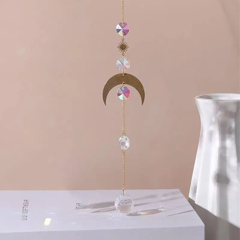 1 tk Metal Star Moon Ehted AksessuaaridJa Kunstkristallripats Kodu Tuulekella kaunistamiseks Välisaia Rippesemed