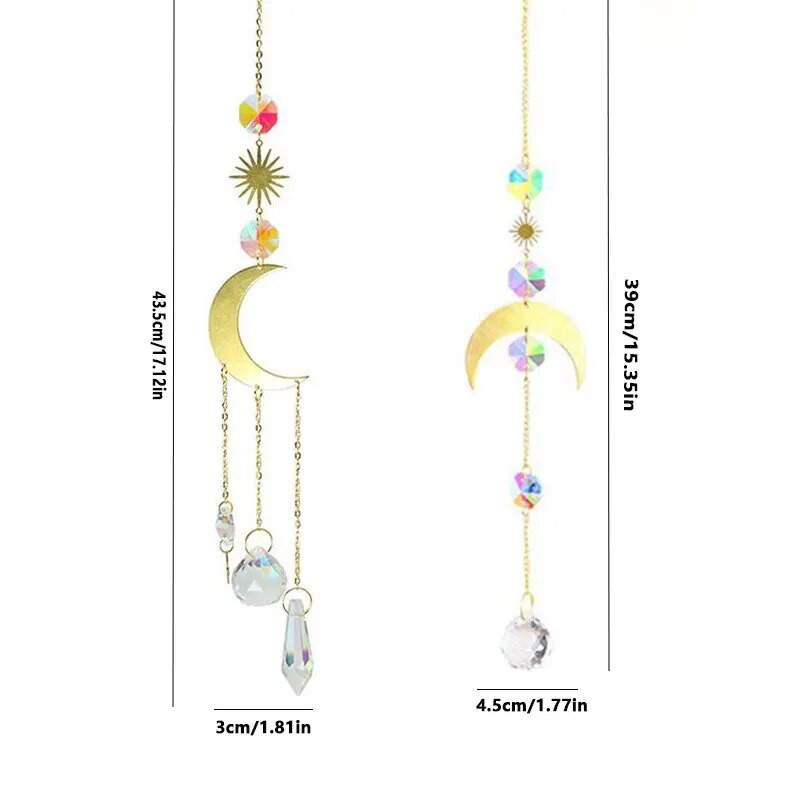 1 tk Metal Star Moon Ehted AksessuaaridJa Kunstkristallripats Kodu Tuulekella kaunistamiseks Välisaia Rippesemed