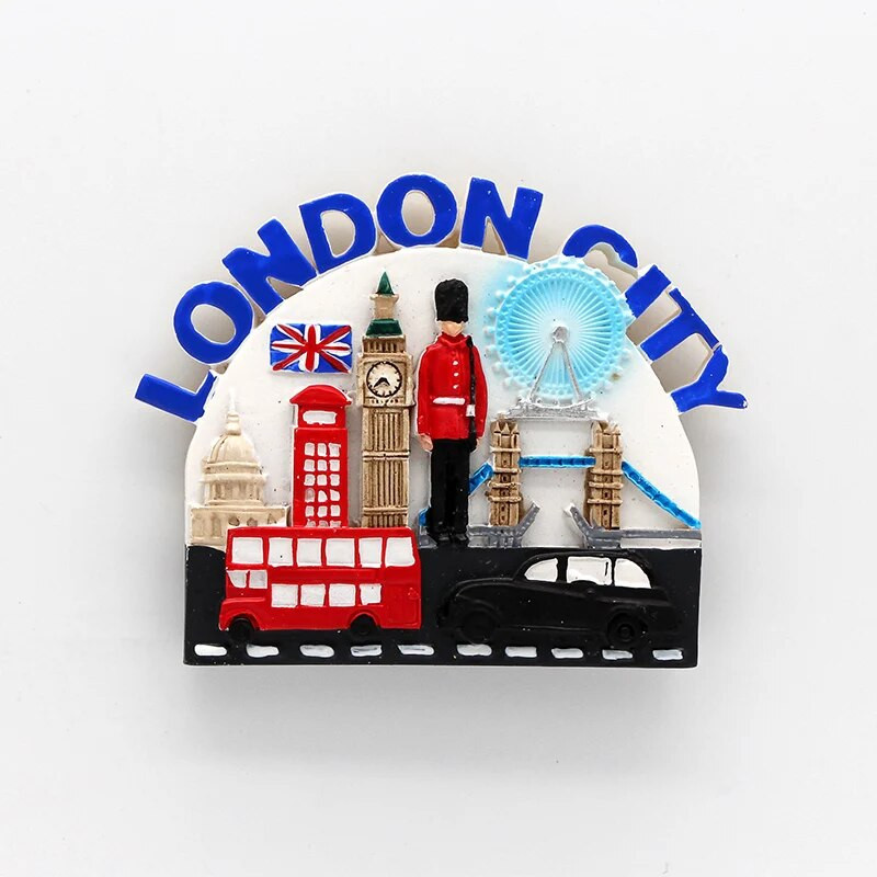 3D šaldytuvas įklijuotas magnetinis pasaulio turizmo suvenyras kūrybinės dovanos šaldytuvo magnetai Anglija Londono autobusas kareivis suvenyrai dovanos