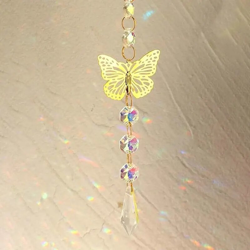 Χειροποίητο Suncatcher Πεταλούδα από κράμα 1 τεμ. και τεχνητό κρύσταλλο γούρι για χειροτεχνίες διακόσμησης φυτών εξωτερικού χώρου