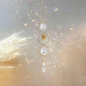 1 бр. Златен слънчев кристален чар Ръчно изработена колекция Sunshine Crafts HomeWind Chime Висяща декорация Консумативи за сватбено парти на открито