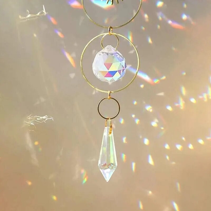 1 tk kuldne päikesekristall, käsitööna valmistatud päikesepaiste kollektsioon kodutuulekella rippuv kaunistus õues pulmapeotarbed