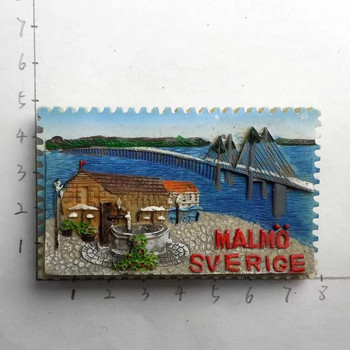 Шведски магнити за хладилник Туристически сувенир Sweden Malmo Sverige Stockholm Travel Gift Магнитен стикер за хладилник Декорация на дома