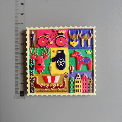 Rootsi külmkapimagnetid turistide suveniir Rootsi Malmo Sverige Stockholmi reisikink Magnetkülmiku kleebis Kodukaunistus