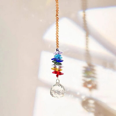 1 vnt spalvingi aštuonkampiai karoliukai krištolo saulės gaudyklė, rankų darbo „pasidaryk pats“ namų vėjo varpelio pakabukas sodo augalų dekoravimui
