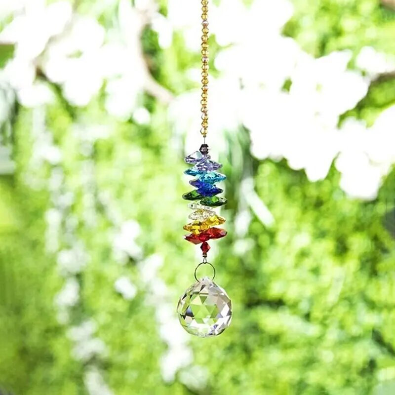 1 vnt spalvingi aštuonkampiai karoliukai krištolo saulės gaudyklė, rankų darbo „pasidaryk pats“ namų vėjo varpelio pakabukas sodo augalų dekoravimui