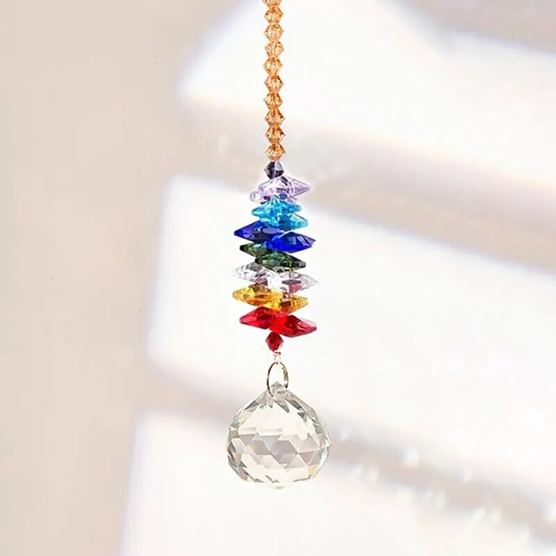 1 vnt spalvingi aštuonkampiai karoliukai krištolo saulės gaudyklė, rankų darbo „pasidaryk pats“ namų vėjo varpelio pakabukas sodo augalų dekoravimui