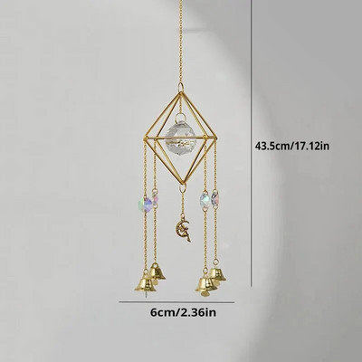 1 dalis, spalvingi metaliniai vaivorykštės žvaigždės mėnulio vėjo varpeliai, saulės gaudyklė, lauko langas, namų puošmena sodo automobilio pakabukas