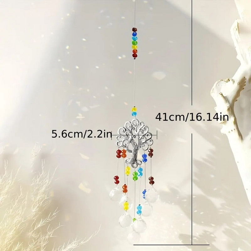 1 vnt. spalvingas gyvybės medis, krištolinis pakabukas, saulės spindulių kolekcija, kabantis papuošalas namų vėjo varpeliams lauko sodo dekoravimo amatai