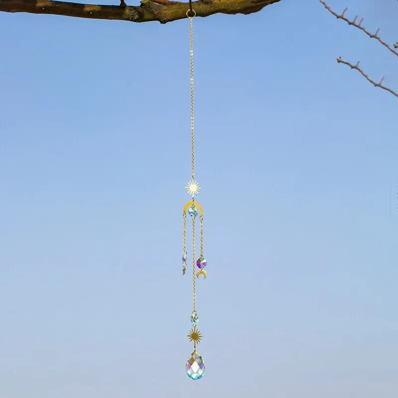 1 τεμ Gold Star Moon Crystal Charm Χειροποίητα DIY Συλλεκτικά Ηλιαχτίδα για Χειροτεχνία Χειροτεχνίας Εξωτερικής Διακόσμησης Φυτών Wind Chime