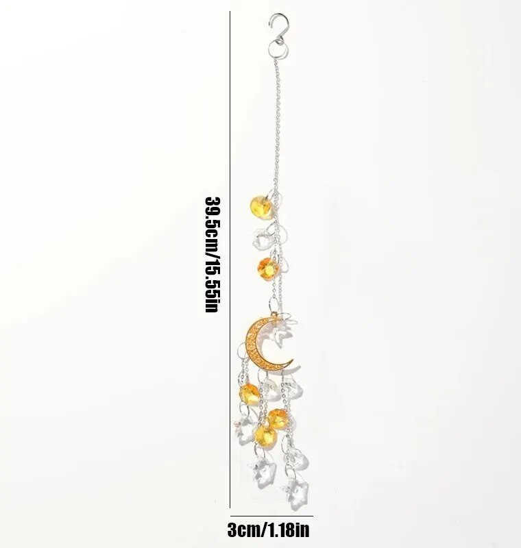 1 bucată, Pentagramă cu lună de aur pentru decorare pentru fereastră, pandantiv din cristal, meșteșuguri de înfrumusețare pentru grădină.