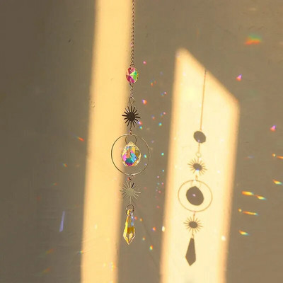 1vnt Suncatcher pakabukas, pagamintas iš metalo ir krištolo rankų darbo namų dekoravimui lauko sodo kabantys amatai