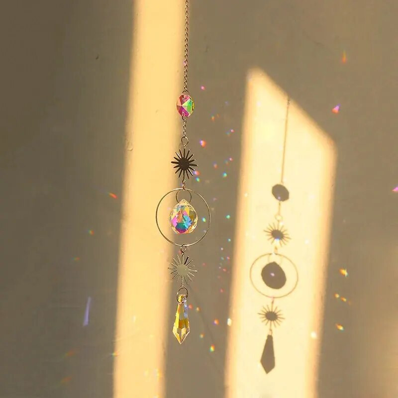 1vnt Suncatcher pakabukas, pagamintas iš metalo ir krištolo rankų darbo namų dekoravimui lauko sodo kabantys amatai