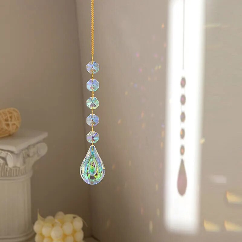 1vnt, aštuonkampis karoliukų kristalų pakabinimas ant sienos, namų langai šviesą renkantys dekoratyviniai varpeliai, pakabukas