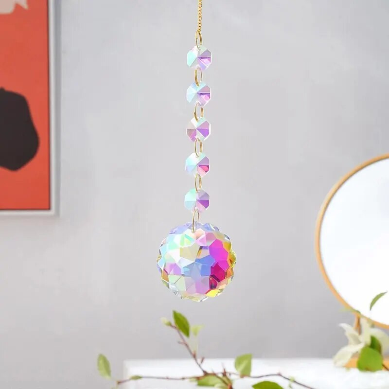 1vnt, aštuonkampis karoliukų kristalų pakabinimas ant sienos, namų langai šviesą renkantys dekoratyviniai varpeliai, pakabukas