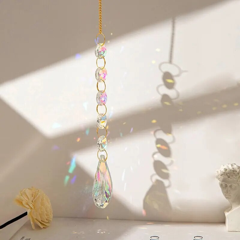 1vnt, aštuonkampis karoliukų kristalų pakabinimas ant sienos, namų langai šviesą renkantys dekoratyviniai varpeliai, pakabukas