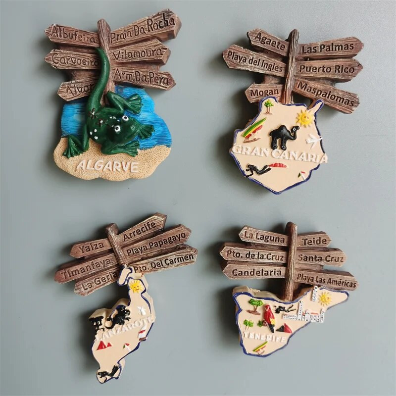 Μαγνήτες ψυγείου Λανθαρότε Τενερίφη Γκραν κανάρια Αλγκάρβε Καναδάς Μονακό Ιερουσαλήμ Νότια Αφρική Φρανκφούρτη Γερμανία Τουριστικό αναμνηστικό