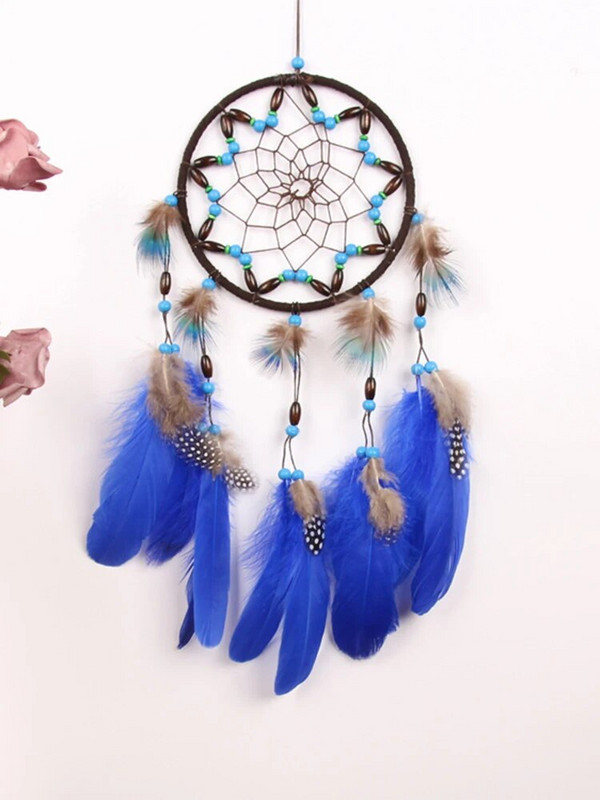 Creative Blue Feather Dream Catcher Wind Chime Χειροποίητο μενταγιόν αυτοκινήτου Δώρο γενεθλίων διακοπών Κήπος Υπνοδωμάτιο Σπίτι Κρεμαστό στολίδι