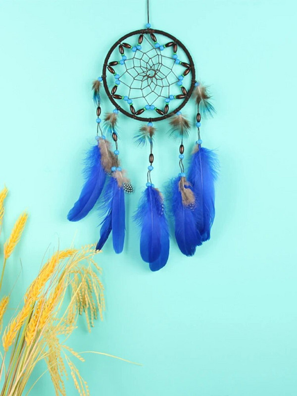 Creative Blue Feather Dream Catcher Wind Chime Χειροποίητο μενταγιόν αυτοκινήτου Δώρο γενεθλίων διακοπών Κήπος Υπνοδωμάτιο Σπίτι Κρεμαστό στολίδι