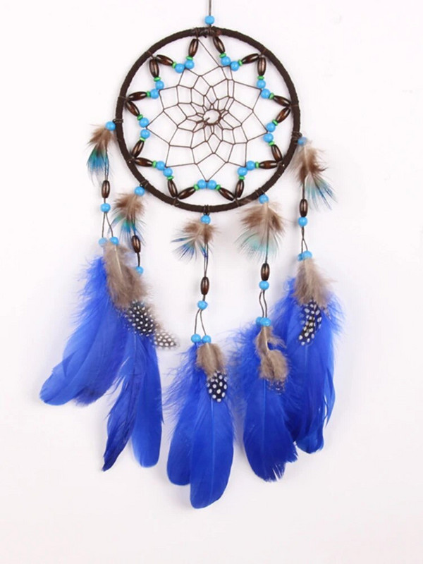 Creative Blue Feather Dream Catcher Wind Chime Χειροποίητο μενταγιόν αυτοκινήτου Δώρο γενεθλίων διακοπών Κήπος Υπνοδωμάτιο Σπίτι Κρεμαστό στολίδι