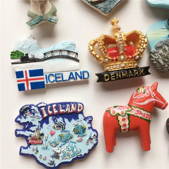 World Fridge Magnet Travel Nordic Five Danish Mermaid Σουηδία Νορβηγία Φινλανδία Ισλανδία Διακόσμηση σπιτιού με πλακάκια