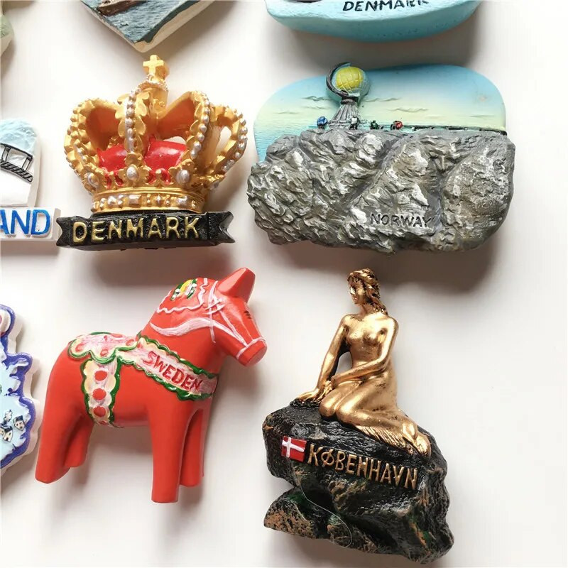 Svijet Magnet za hladnjak Putovanje Nordic Five Danish Sirena Švedska Norveška Finska Island Pločica Dekoracija doma